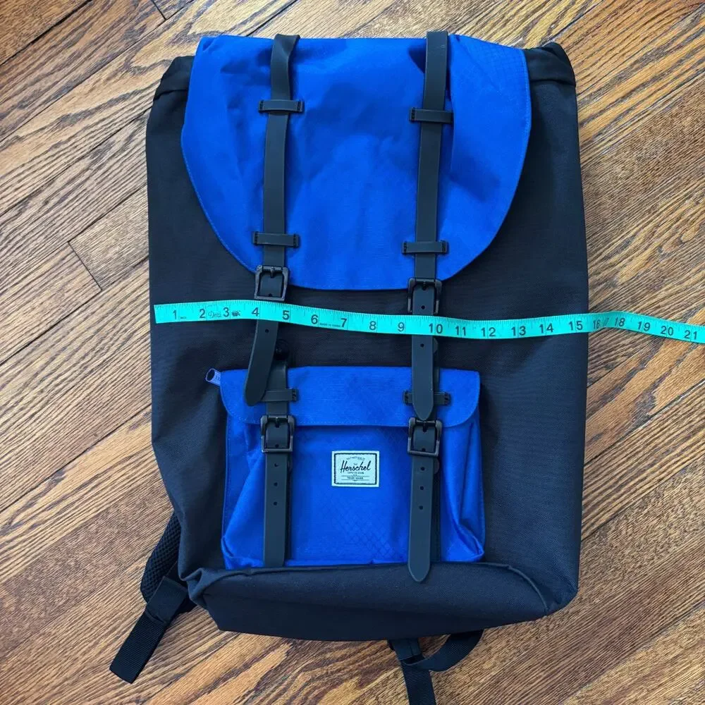 Herschel Little America‎ Backpack Black Blue Two-Tone Excellent Cond